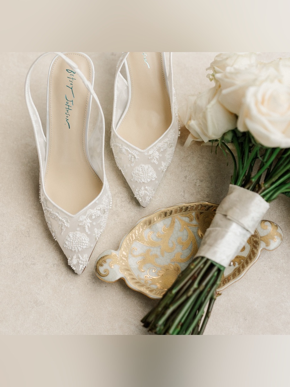 Betsey Johnson Ivory Beaded Pointed-Toe Slingback Heels